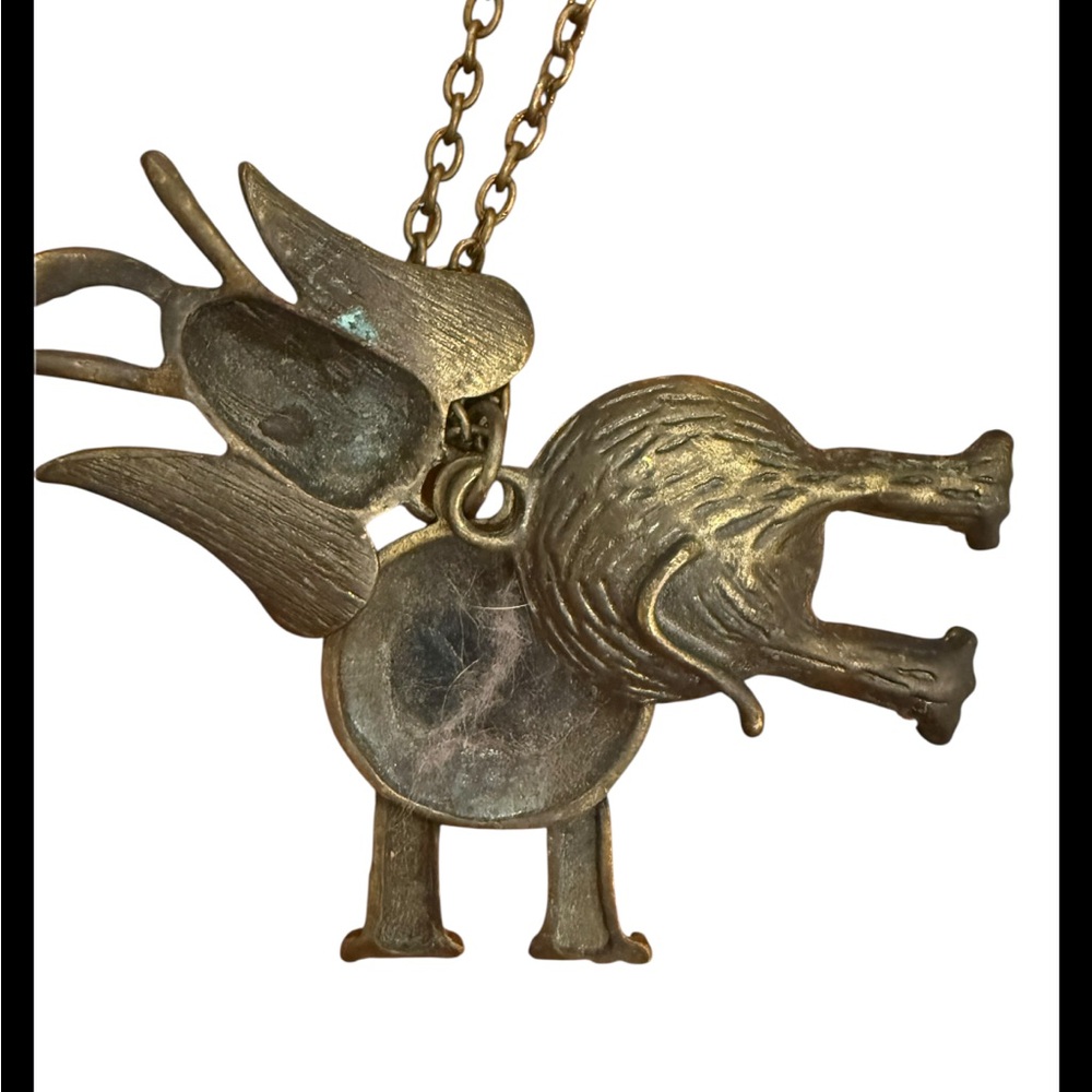 Brass Elephant Pendant Boho Stement Necklace - whimsical good luck charm - Picture 5 of 8